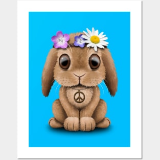 Cute Baby Bunny Hippie Posters and Art